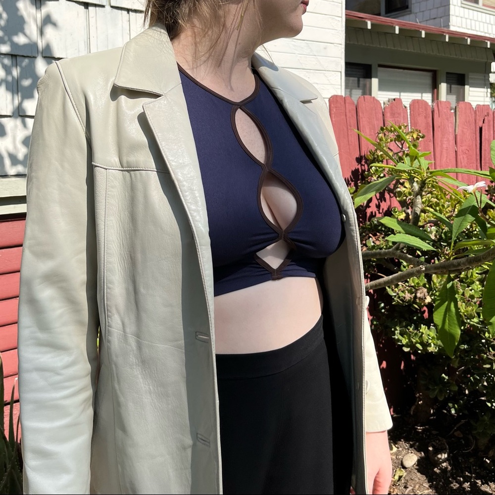 White Leather Blazer